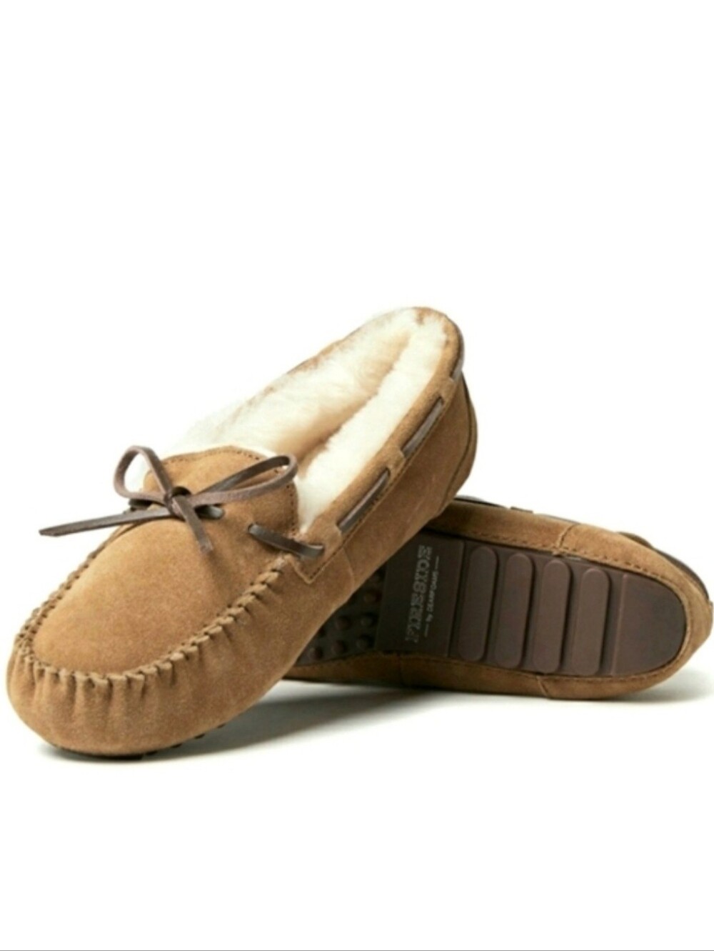 Fireside By Dearfoams Victoria Genuine Shearling Moccasin with Tie Size 6 NWT